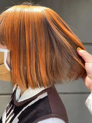 ミディアム カラー ヘアアレンジ satsuki 暖色・ブラウンカラーのヘアスタイル