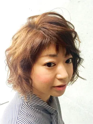 ショート ミディアム カラー パーマ 大木 拓瑞のヘアスタイル