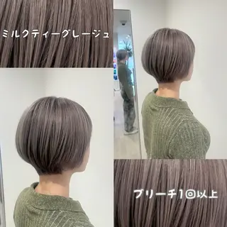ショート カラー 雅/ダブルカラー/ 白髪ぼかしハイライトのヘアスタイル