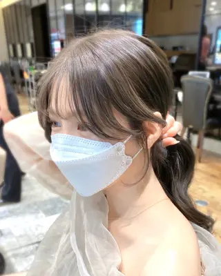 セミロング カラー 顔まわりカット🌟 くびれヘア/寺門遥輝のヘアスタイル