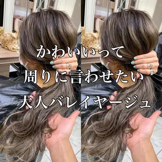 ロング カラー ヘアアレンジ 白髪ぼかしハイライト 茗荷谷駅徒歩2分のヘアスタイル
