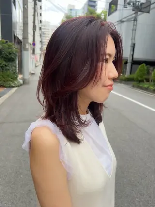 ミディアム カラー 谷町/Le'a /竹原しおなのヘアスタイル