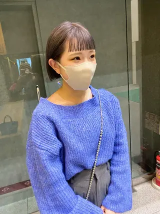 ショート カラー パーマ ヘアアレンジ デザインカラー/ボブ ブリーチカラー/ユリのヘアスタイル