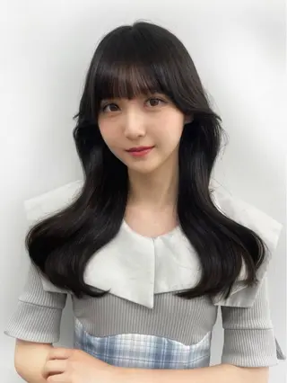 ロング カラー 透明感カラー✨🩵 韓国ヘアkanatoのヘアスタイル