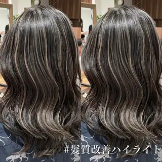 ミディアム カラー ヘアアレンジ 白髪ぼかしハイライト 茗荷谷駅徒歩2分のヘアスタイル
