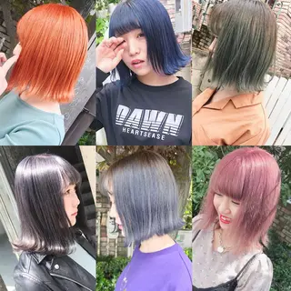 ミディアム カラー ヘアアレンジ TAKUMAブリーチ /切りっぱなし🪽のヘアスタイル