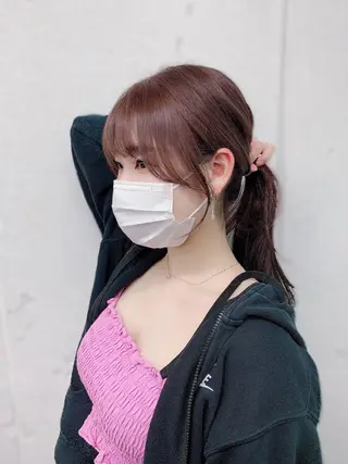 セミロング カラー ヘアアレンジ 盛れる顔周りカット ♥️韓国ヘア"ちぇるのヘアスタイル