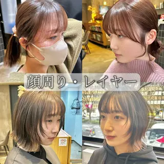 ミディアム カラー 縮毛矯正・似合わせ タナカ レイヤのヘアスタイル
