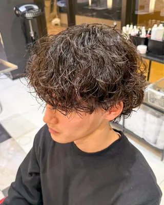 ミディアム パーマ メンズ レディースモデル募集 無料/田中海斗のヘアスタイル