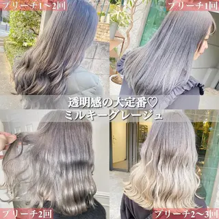 セミロング カラー ヘアアレンジ TAKUMAブリーチ /切りっぱなし🪽のヘアスタイル