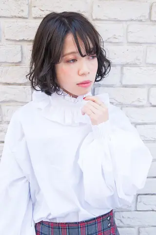 ショート カラー パーマ 澤崎 智代のヘアスタイル
