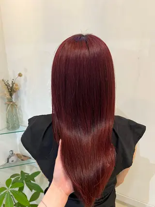 セミロング カラー ブリーチしない暖色 カラー🥀杉 優菜のヘアスタイル