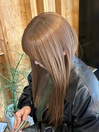 カラー まろみ暖色×ボブ ×chia🕯のヘアスタイル