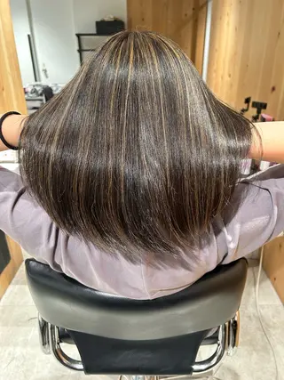 セミロング カラー スキバサミを使わない カット🌼唯🌼のヘアスタイル