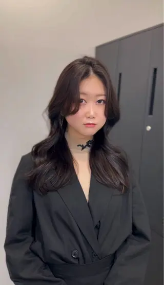 セミロング カラー 心斎橋l大人韓国ヘア レイヤー×艶カラーのヘアスタイル