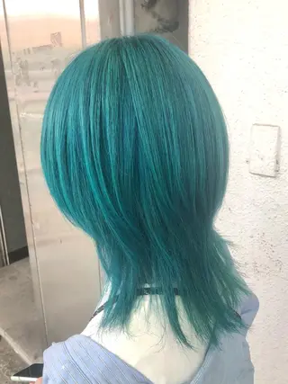 ミディアム カラー ダブルスキルエクステ /羽エクステ白石宇由のヘアスタイル