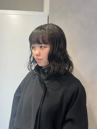 ミディアム パーマ ボブ/ベージュ/ パーマ🪿近森ゆいのヘアスタイル