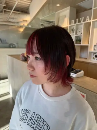 ミディアム カラー 早稲田/ショート/ 髪質改善/艶カラーのヘアスタイル