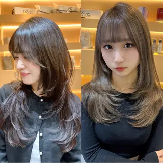 ミディアム カラー パーマ ✨美髪矯正×髪質改善 🍎カイト🍎渋谷のヘアスタイル