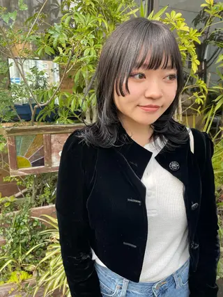 ミディアム カラー パーマ ヘアアレンジ maho🤍透明感 カラー/顔周りcutのヘアスタイル