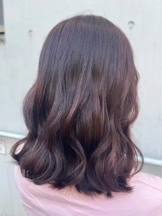 セミロング カラー saaya💙 ブリーチなしカラーのヘアスタイル