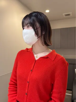 ショート カラー パーマ ヘアアレンジ メンズ 切りっぱなしヘアボブ ミディアムヘアRYOのヘアスタイル
