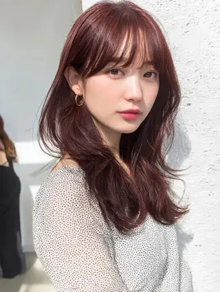 セミロング 絶対可愛い暖色カラー 🌷うる艶🌷結奈✨のヘアスタイル