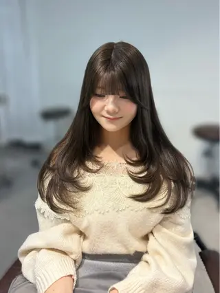 ロング カラー ninaアイドル前髪 ×透明感🎀のヘアスタイル
