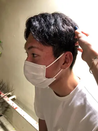 ショート カラー メンズ 抜け感ボブ×パーマ |kazaneのヘアスタイル