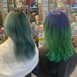 ミディアム カラー ヘアアレンジ 🌈派手髪エクステ ブレイズ🌈ひろとのヘアスタイル