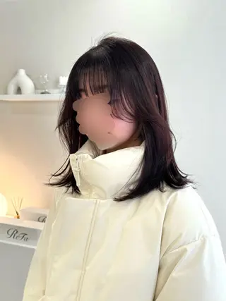 ミディアム カラー パーマ ヘアアレンジ 小野寺瑞希 /最小顔カットのヘアスタイル