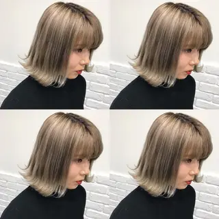 ミディアム カラー ヘアアレンジ TAKUMAブリーチ /切りっぱなし🪽のヘアスタイル