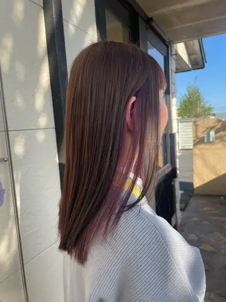 ミディアム ルプラボウ/鈴木颯天 /艶カラー/縮毛矯正のヘアスタイル