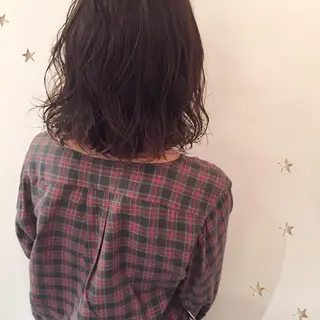 ミディアム パーマ 市川 千夏のヘアスタイル