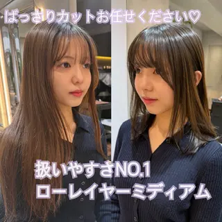 ミディアム りな💗垢抜け前髪/ レイヤー💗縮毛矯正のヘアスタイル