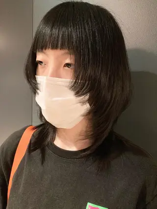 ミディアム カラー スキバサミを使わない カット🌼唯🌼のヘアスタイル
