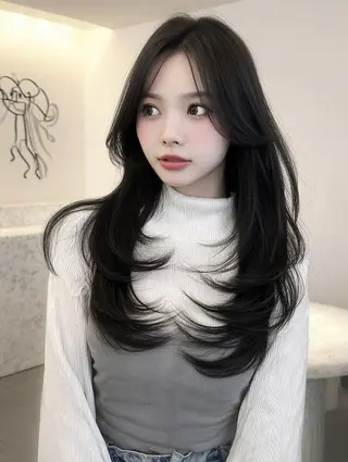 ロング 似合わせカットカラー りおなのヘアスタイル