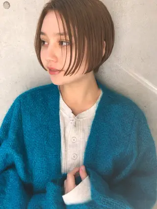ショート カラー パーマ 岡安優太 顔まわり似合せが得意のヘアスタイル