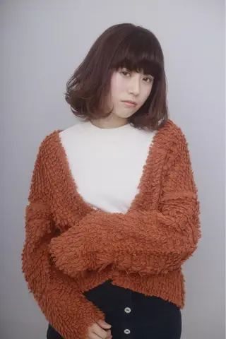 ミディアム カラー パーマ 佐川 友里のヘアスタイル