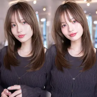 セミロング カラー 新宿/レイヤー/ 透明感カラーしょうごのヘアスタイル