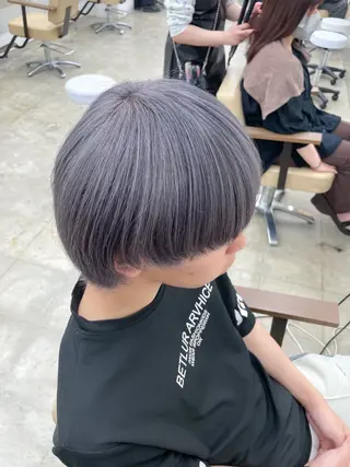 ミディアム カラー メンズ ハイトーン/レイヤー /ケアブリーチ石川治のヘアスタイル