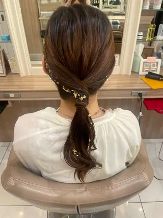 セミロング ヘアアレンジ 韓国ヘアメイク🎀/ 縮毛矯正✨山本媛香のヘアスタイル