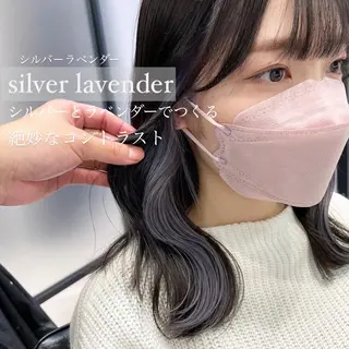 セミロング カラー ハイトーンイヤ リングカラー清水隆央のヘアスタイル