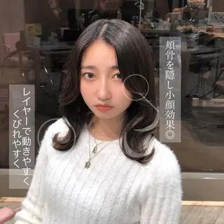 ミディアム カラー モテ髪×トレンド💕 小顔レイヤー 金井のヘアスタイル