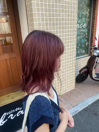 ミディアム カラー 縮毛矯正とレイヤー カット/杉村凜汰郎のヘアスタイル