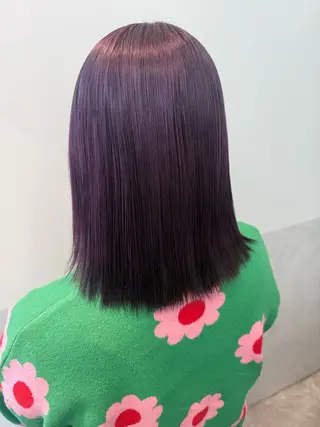 セミロング カラー インナーカラー 推し ブリーチ 髪質改善のヘアスタイル