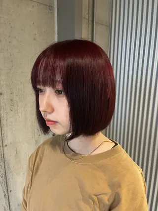 ミディアム カラー ヘアアレンジ ボブ×艶カラー 特化・リクト💥のヘアスタイル