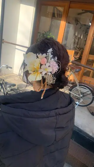 ヘアアレンジ ショート🌼パーマ 本間正子のヘアスタイル