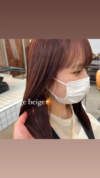 セミロング カラー 暖色/艶髪/ボブ/ ショート/Ayaのヘアスタイル