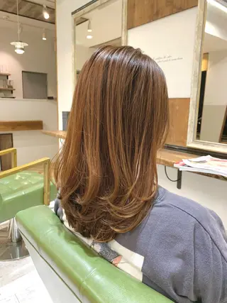 セミロング カラー rinrin 天文館のヘアスタイル